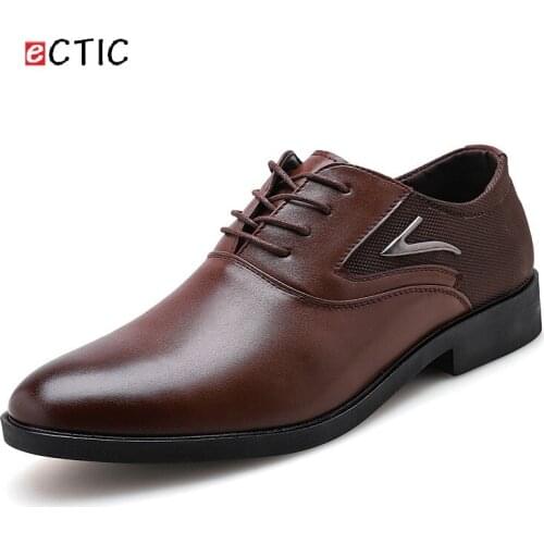 ECTIC Plus Size 38~47 British Vintage Retro Swag Derby Shoes Brogue Men Wingtip Shoe Leather Man Formal Rubber Outsole