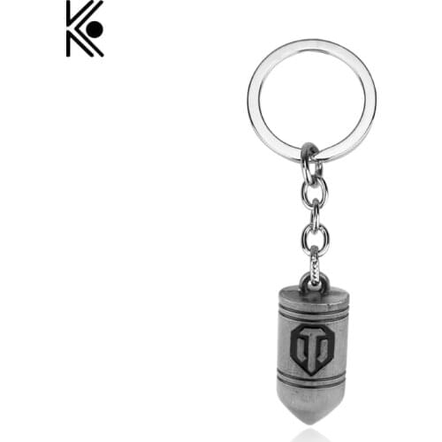 New Arrival hot game jewelry WOT World of Tanks Keychain Alloy tank logo bullet key chain for man/women wholesale