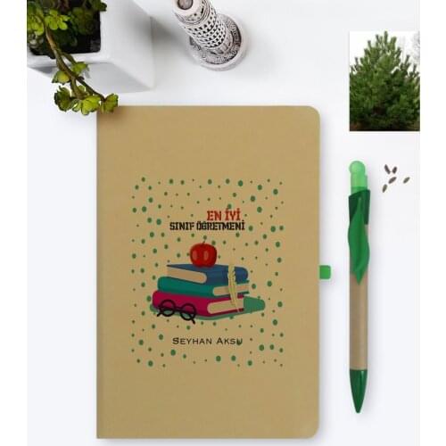 Personalized Best Class Teacher Environmentalist Notebook and Seeded Pen Set-13