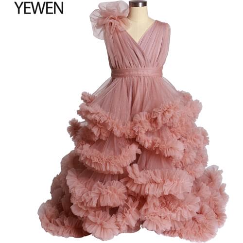 Cloud Ruffles Little Flower Girls Dresses for Weddings Baby Party Children Images Dress Kids Photoshoot Baby Shower