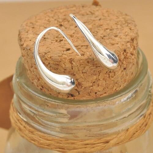 Hot Sale Fashion Water Drop Woman Hook Earrings 925 Sterling Silver Smooth Glossy Jewelry Nickle and Lead Free