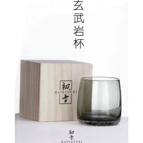 Japanese Style Gray Basalt Whiskey Glass Crystal Brandy Snifters XO Wine Glasses Cup Whisky Tumbler Sake Bowl With Wood Gift Box