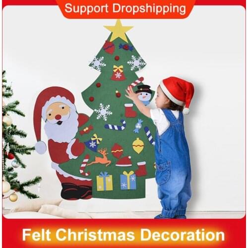 Felt Christmas Decor Christmas Decoration For Home Childrens Handmade DIY Santa Claus Xmass Tree New Year Gift Navidad 2021