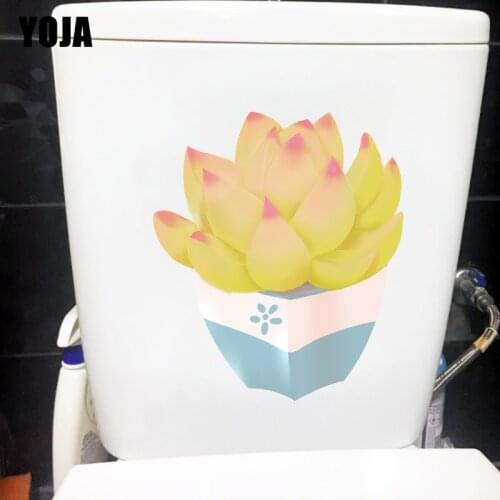 YOJA 19.6X22.7CM Cute Cartoon Succulent Potted Kids Room Wall Sticker Decal WC Toilet Decor T1-1539