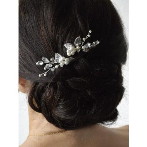 Elegant Women Hair Pins Silver Pearl 2PCS Hairpiece Handmade Bride Headdress Causal Party Hairclip Wedding Hair Accessory