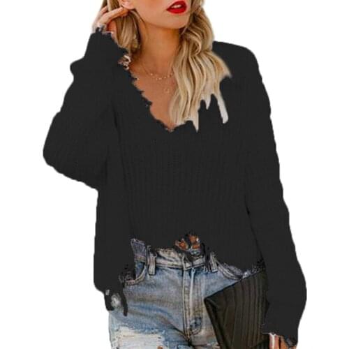 New Pullover Sweater Women 2019 Tassel v-neck Solid Color Autumn Europe Wind Sweaters Winter Clothes Women Vestidos MMY76060