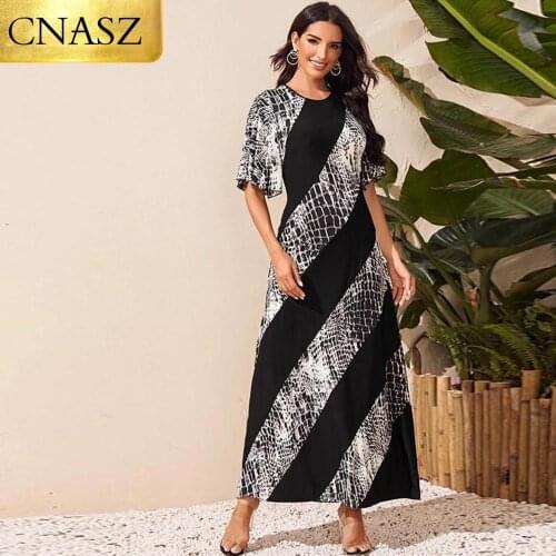 Womens 2020 Summer New Bohemian Colors Stitching Fashion Dress Long Skirt Islamic Turkey Summer Fashion Ladies Dress