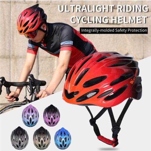 2021 New Bicycle Fashion Helmet Bicycle Gradient Helmet Riding Mountain Road Bike Integrated Helmet Riding Equipmen Safety Cap