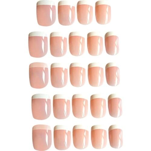 24x Pink ABS UV Gel Plastic False Artificial Nail Tips Full Cover Short Ballerina Fake Nail Art Tips Long Ballet Nail