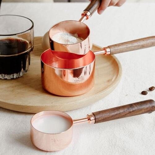 4Pcs Measuring Cup Eco-friendly Rust-proof Stainless Steel Plating Measuring Cup Spoon for Home Steel/Plastic Handle Kitchen