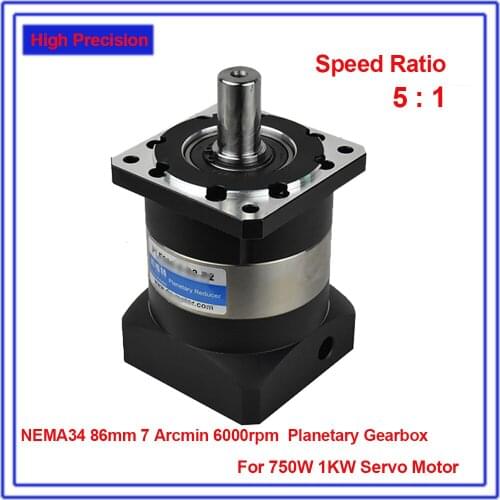 5:1 Speed Ratio 5 Flange 90mm 7Arcmin Planetary Reducer 19MM Input Shaft Gearbox Reducer for 750W 1 KW Servo Motor CNC