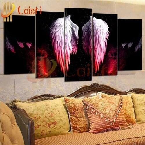 5pcs Full drill square round diamond painting Angel wings mosaic diamond rhinestones diamond embroidery cross stitch needlework
