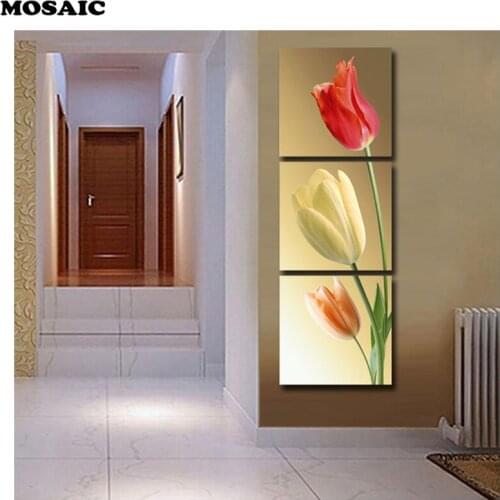 5D DIY Diamond painting accessories,tulip flower diamond painting full square daimond painting diamant painting 3pcs/set