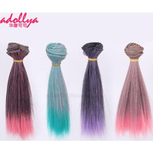 Adollya BJD Doll Accessories DIY Wigs Straight Hair for Doll High-Temperature Long Hair Tress for Dolls BJD Hair 15*100cm