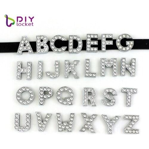 Free Shipping 130PCS 10MM Full Rhinestone Slide Letters English Alphabet A-Z Fit Bracelet Wristband /Pet Name Collar LSSL02*130