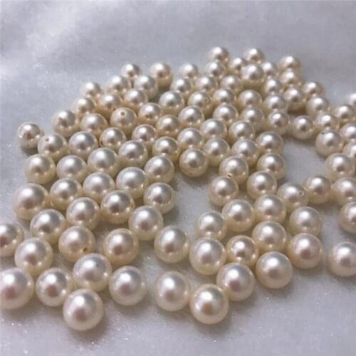 New wholesale 2PCS natural cultured freshwater pearl loose beads AAA flawless 7-7.5MM round half hole