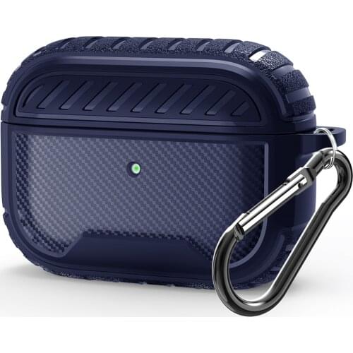 For Airpods Pro 3 case silicone Luxury Carbon fiber thick armor air pods with keychain anti-drop protective For Airpods Pro case