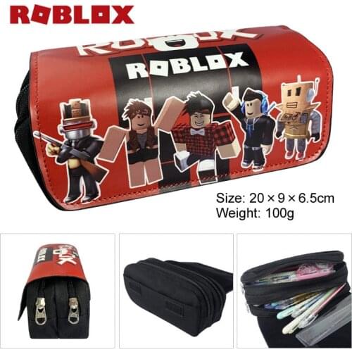 Robloxing double canvas zipper large capacity pencil case stationery box storage bag student school supplies pencil case kawaii