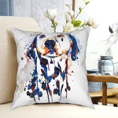 Dalmatian Head Watercolor Dog Pillowcase Soft Polyester Cushion Cover Gift Pillow Case Cover Seat Zippered 45*45cm