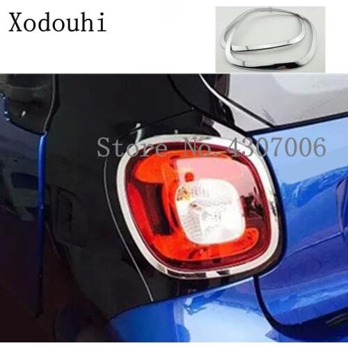 For Benz Smart Fortwo 2015 2016 2017 2018 2019 Car Detector ABS Chrome Cover Trim Back Tail Rear Light Lamp Frame Moulding 2pcs