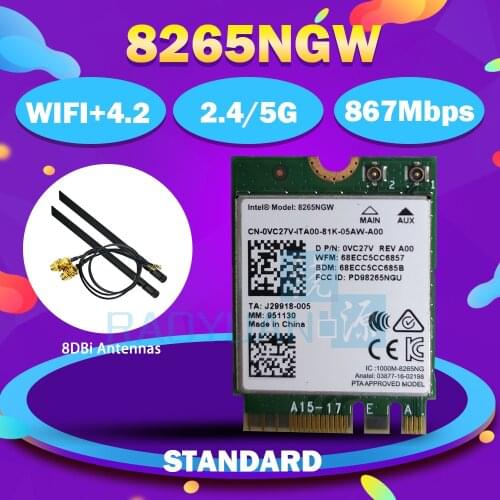 Dual Band 2.4G/5Ghz Wifi Bluetooth Wlan For Intel 8265NGW Wireless-AC 8265 NGFF 802.11ac 867Mbps 2x2 MU-MIMO WIFI BT 4.2 Card