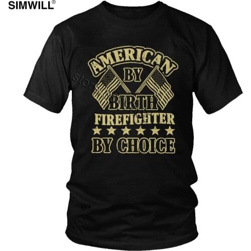 Classic Distressed Firefighter T Shirt Men Short Sleeve Cotton Vintage U.S.A Flag Tee Born to Be Fireman Tshirt Fire Rescue Hero