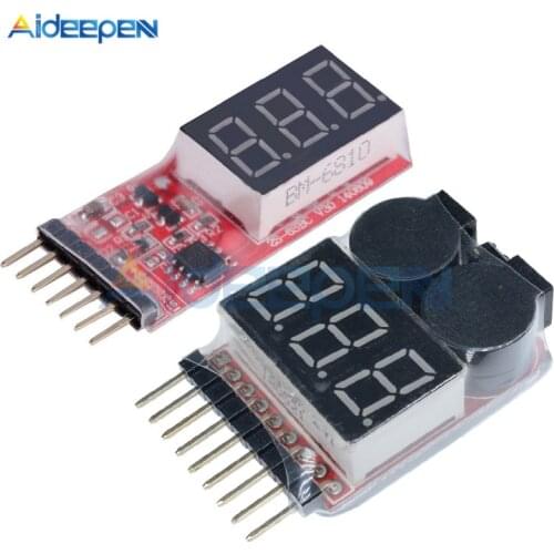1Pcs 7.4V-22.2V 2-6S 1-8S LED Display Li-Po Battery Voltage Indicator Checker Tester Monitor 12V For RC Car RC Boat RC Drone
