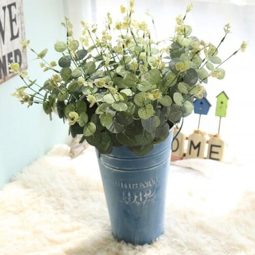 Artificial Plants Eucalyptus Leaves Stems Fake Plants Branches for Floral Bouquets Wedding Holiday Greenery Decor Polyester