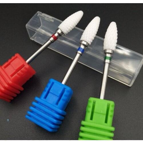 Ceramic Electric Nail Drill Bit for Acrylic Nails, Safety Cuticle Clean Gel Remove, 3/32" Shank Size (Grit: C+M+F 3Pcs Set)