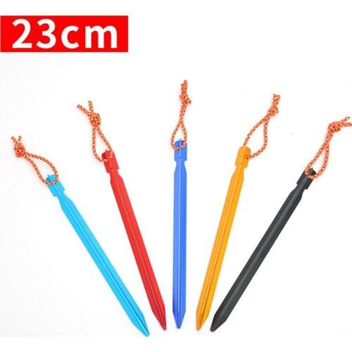Tent Pegs 23cm Ultra-light Aluminum Alloy Nails With Rope Aluminum Canopy Tent Nails Outdoor Tent Stakes Camping Accessories