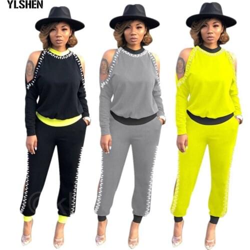 Two Piece Set African Clothes Africa 2020 Dashiki Fashion Nail Bead Hollow Suit Top And Pants Elastic Party Plus Size Clothing