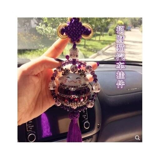 Cute car pendant interior decoration of the tide cute high-end lady lucky cat ping an car pendant rearview mirror Paul Safe trip