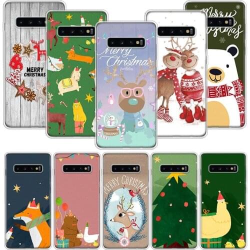 Merry Christmas gift Happy new Year cute Phone Case For Samsung Galaxy S10 S20 S21 S9 S8 S7 Note 10 20 9 8 FE J4 J6 Ultra Plus L