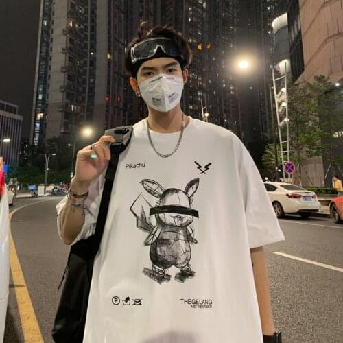Mens Cartoon Anime Graphic Print T Shirts 2021 Fashion Woman Short Sleeve T-Shirt Kawaii Clothing Korean Style Tops