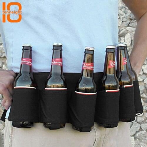 TENNEIGHT 6-Pack Beer hiking outdoor party beer belt carrying a drink bag Beer Belt Adjustable Bottles Beverage Can Holder