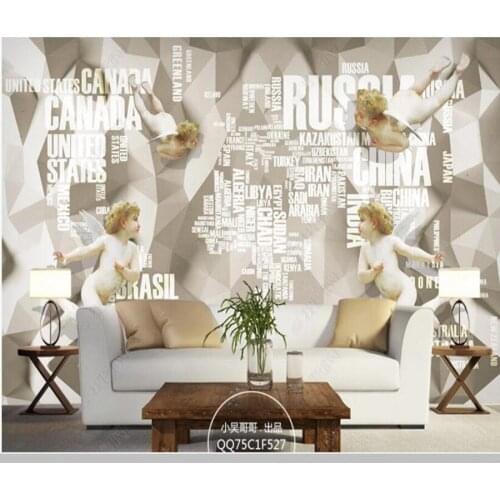 Papel de parede angels geometric 3D stereo map letters wallpaper mural,living room tv wall bedroom wall papers home decor