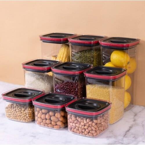 The New Square Transparent Sealed Fresh-Keeping Box Kitchen Cereals Snacks Dried Fruit Rotatable