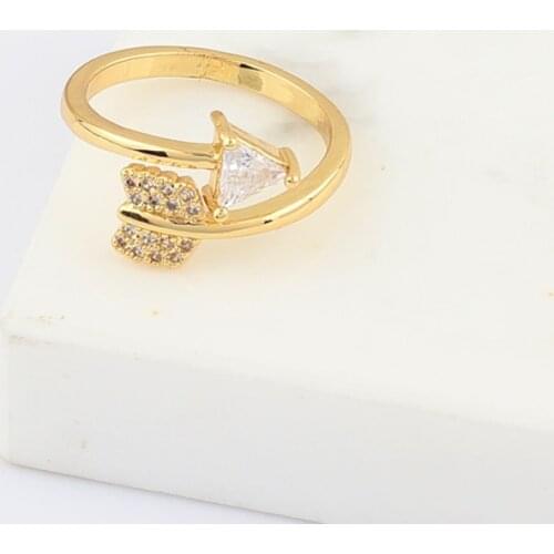 New Arrival Fashion Silver Gold Cubic Zirconia Arrow crystal rings for women Adjustable Engagement ring arrow women