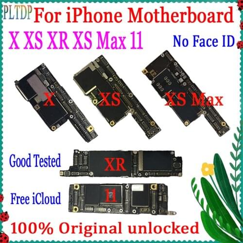 Original Unlock Motherboard For iPhone X XS XR XS Max 11 Mainboard 64G 128G 256G With Chips For iPhone X Logic Board No Face ID