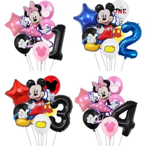 1set Minnie Balloons Mickey Mouse Birthday Party Decorations Baby Shower Decor Kids Party Mickey Balloon Air Globos
