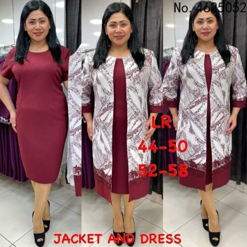 African Dresses For Women Plus Size Robe 5XL 6XL Print Jackrt and Solid Short Sleeve Dress Sets Vestidos Tracksuit 2021 Autumn