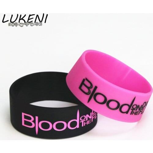 LUKENI 1PC Blood On The Dance Floor Silicone Wristband 1" Wide Sport Black Pink Bracelets&Bangles for Rock Music Fans Gift SH134