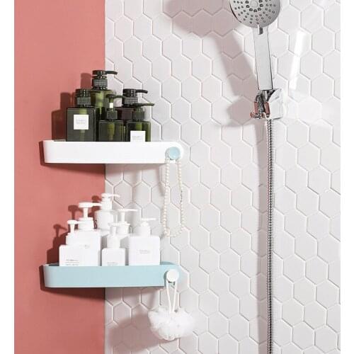 Punch-free Corner Frame Shower Shelf Shampoo Bathroom Organizer Storage Rack Wall-mounted kitchen Storage Holder Accessories
