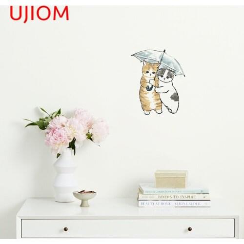 UJIOM Mofu Sand Cat Childrens Bedroom Decor Wall Stickers Mural Art Bathroom Kitchen Living Room Decor Wall Decal Wallpaper