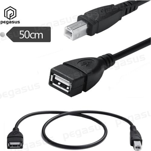 USB 2.0 Cable A Female to USB B Male For Printer Scanner U Disk Connection 0.5 Meters