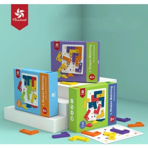 Pinwheel L-Shaped Matching Board Game Puzzle Kids 4+ Years Early Education Color Wood Chip Intelligence Cognitive Logic Toy Gift