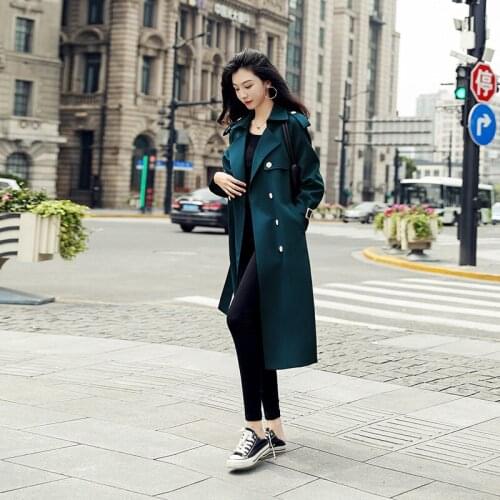 Windbreaker, Long, Small, 2021 New Spring, Loose Temperament, Popular British Style Over-the-knee Jacket