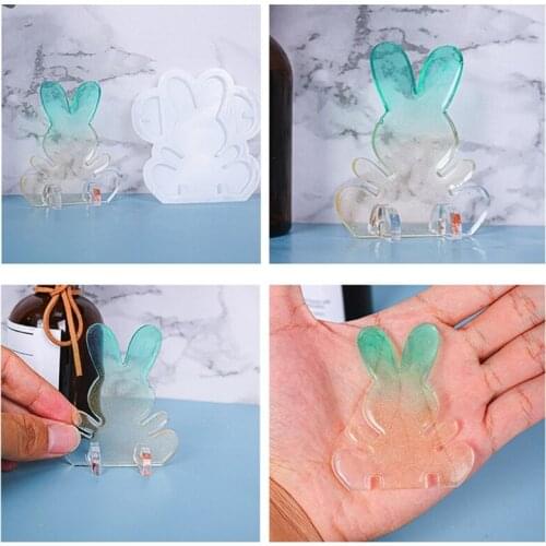 X4YA Easter Bunny Mold Non-Stick 3D Cute Rabbit Epoxy Resin Mold Silicone Soap Mould for Home Decoration DIY Crafts Handmade