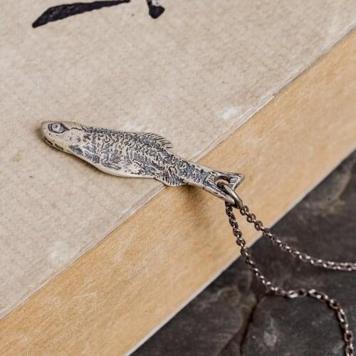 Punk Style Jewelry 925 Sterling Silver Animal Immortal Salted Fish Necklace Accessories Pendant