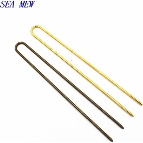 SEA MEW 10PCS 115mm 7 Colors Plated Hairpins U Shape Hair Pins Blank Base Setting For Women For Jewelry Making